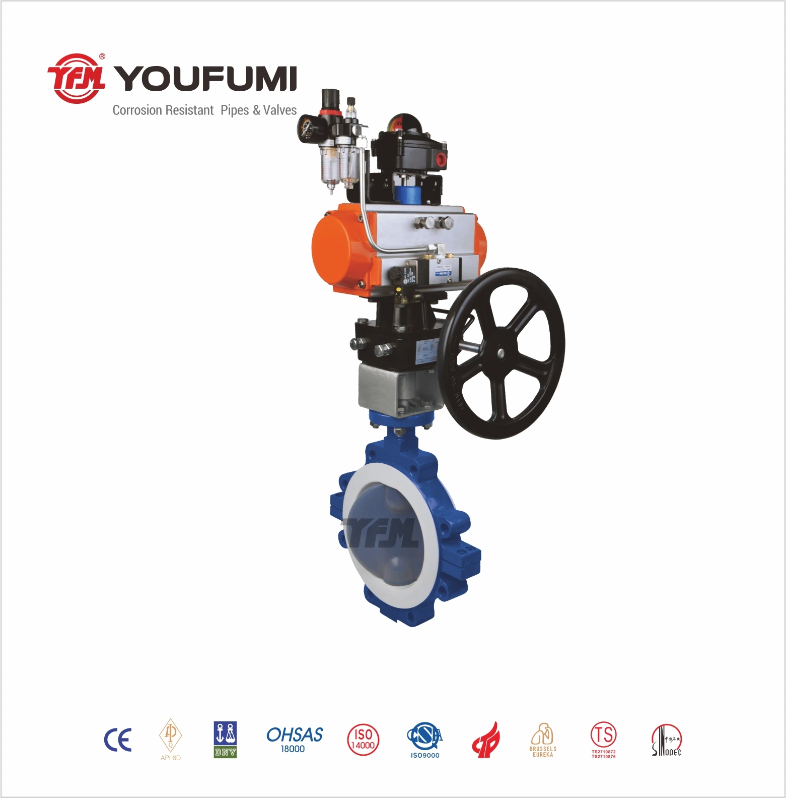 PTFE Full Lined Lug Type Butterfly Valve for Printing and Dyeing