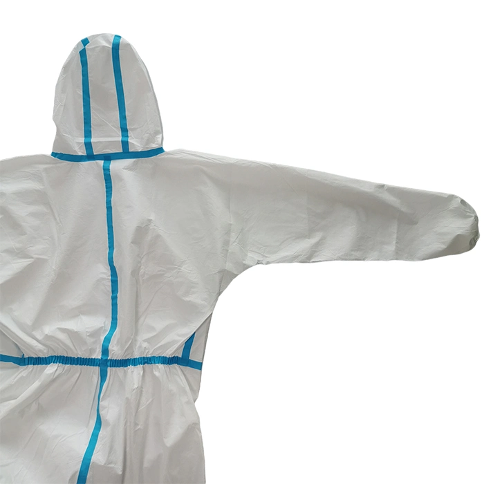 Category III Type 4b Hooded Overall Medical Protective Isolation Wear Coveralls Laminated Taped Nonwoven Disposable Surgical Coverall Dresses Safety Clothing