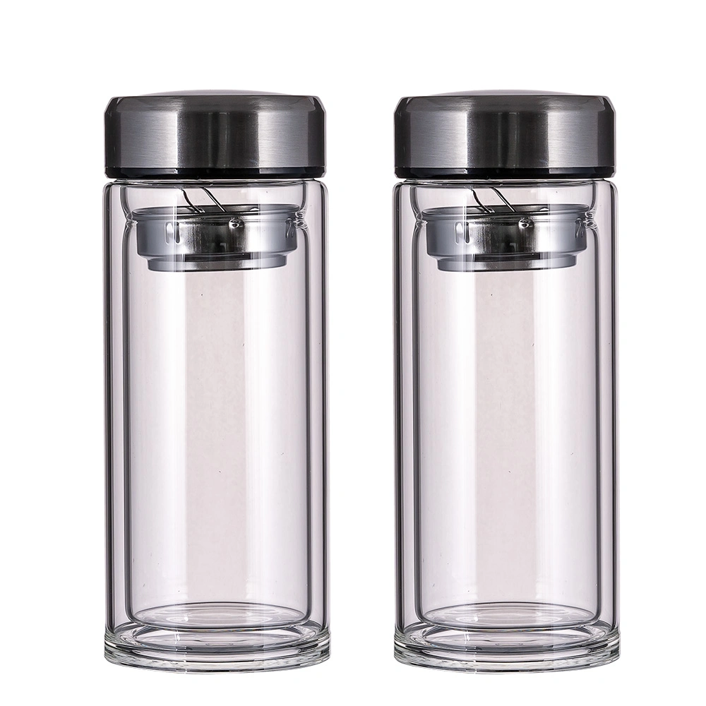 Portable Travel Mug Glass Tea Bottle Double Layer Borosilicate Bulk Tea Cup