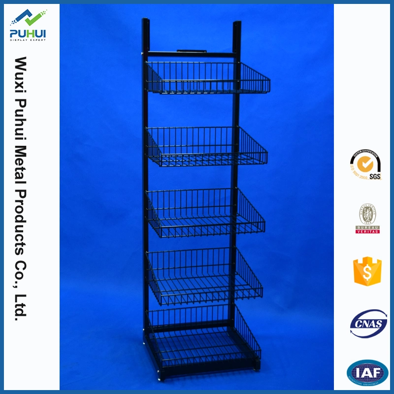 3 Tier Adjustable Retail Display Iron Wire Basket Shelf (PHY347)