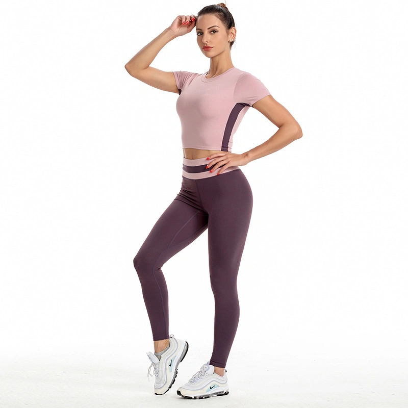 Vêtements de fitness Yoga Appaurels femmes Sport plein soutien-gorge de yoga Et leggings avec empiècements contrastés