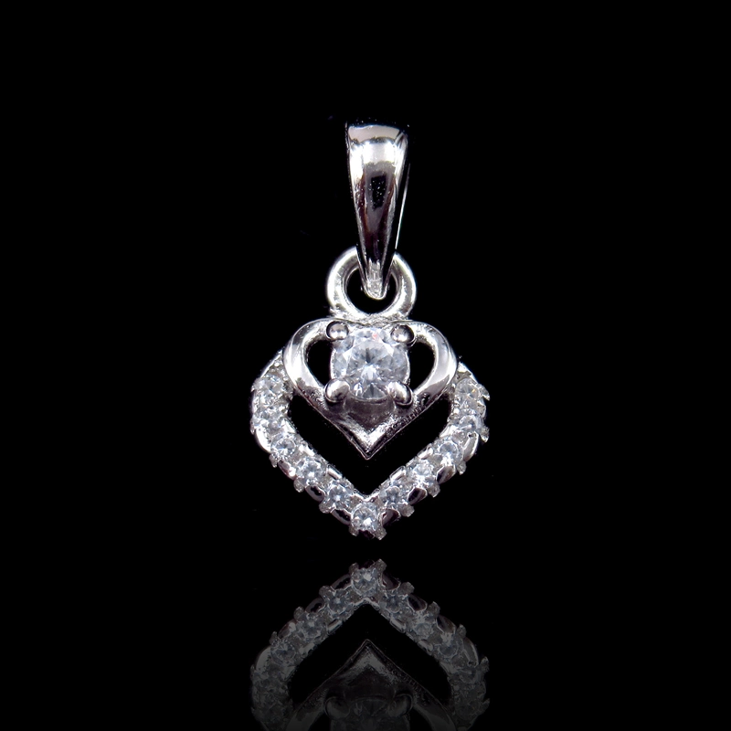 Romantic Butterfly Shape with Rosette Cubic Zirconia Pure 925 Silver Pendant for Gifts