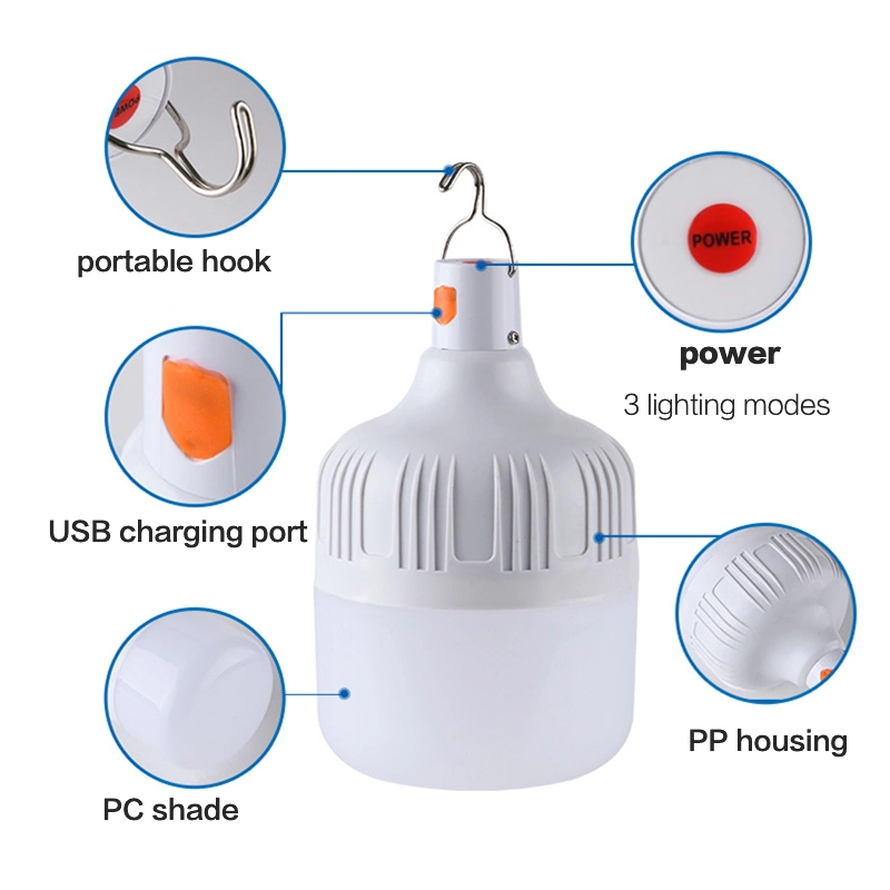 25W Lampe de secours LED rechargeable par USB 3 à 6 heures.