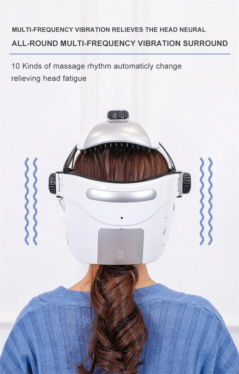 Electrical Automatic Wireless Helmet Head Massager with Air Pressure Acupoint