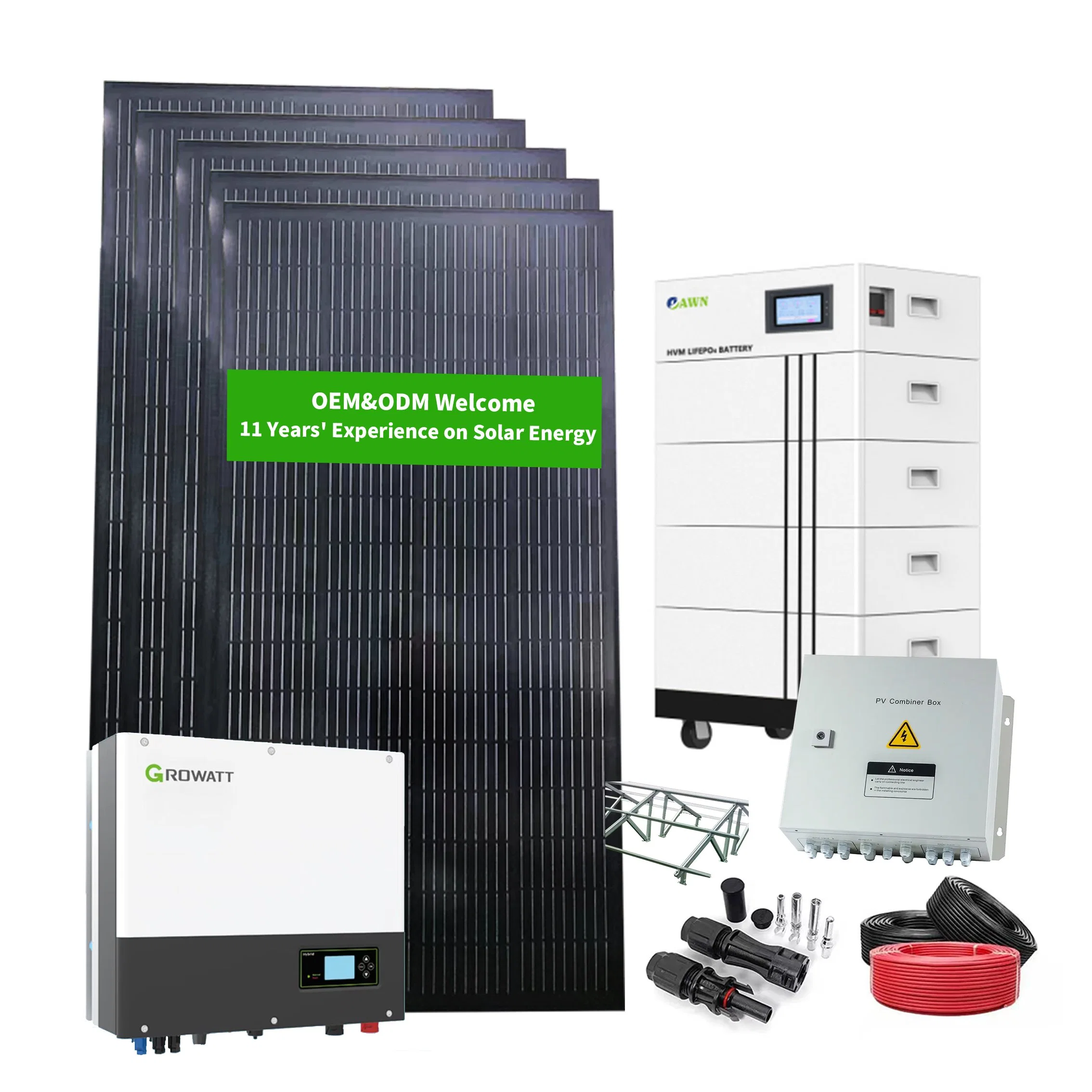 Fabricante China 600W-2MW gerador energias renováveis células fotovoltaicas armazenamento de energia Home Inversor PV alimentação bateria de lítio sistema de painel solar para Solar