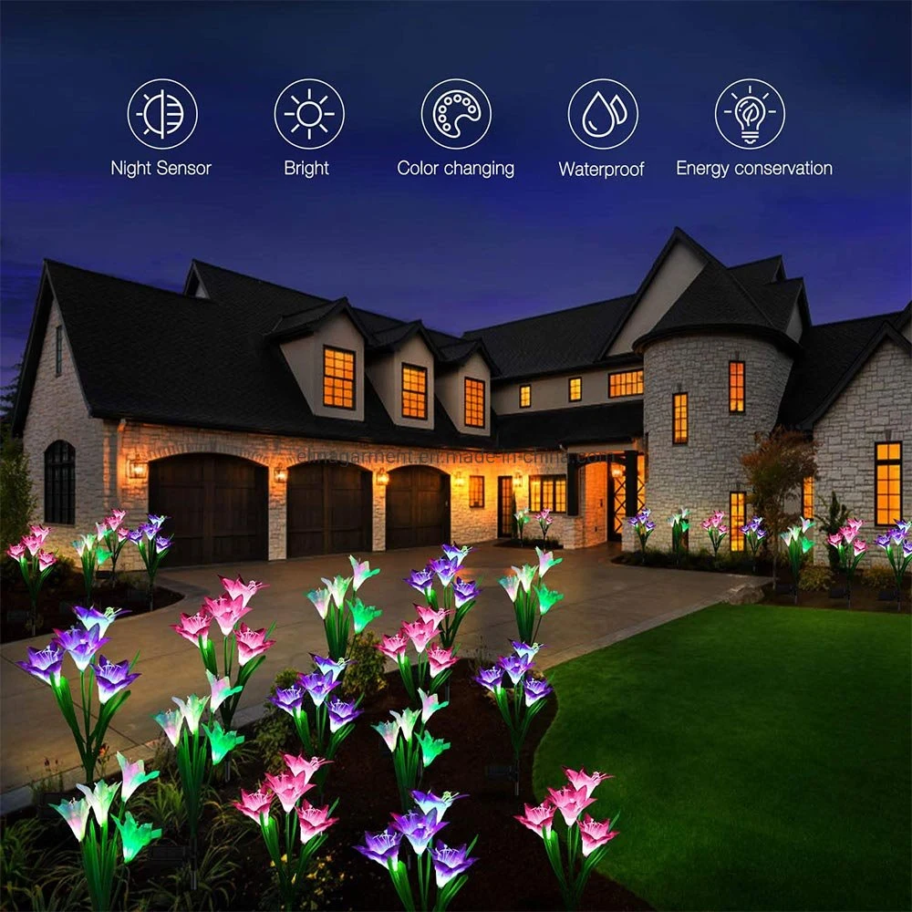 Garden Decoration LED Solar Lily Colorful Lights Solar Flower Landscape Courtyard Lawn Lamp