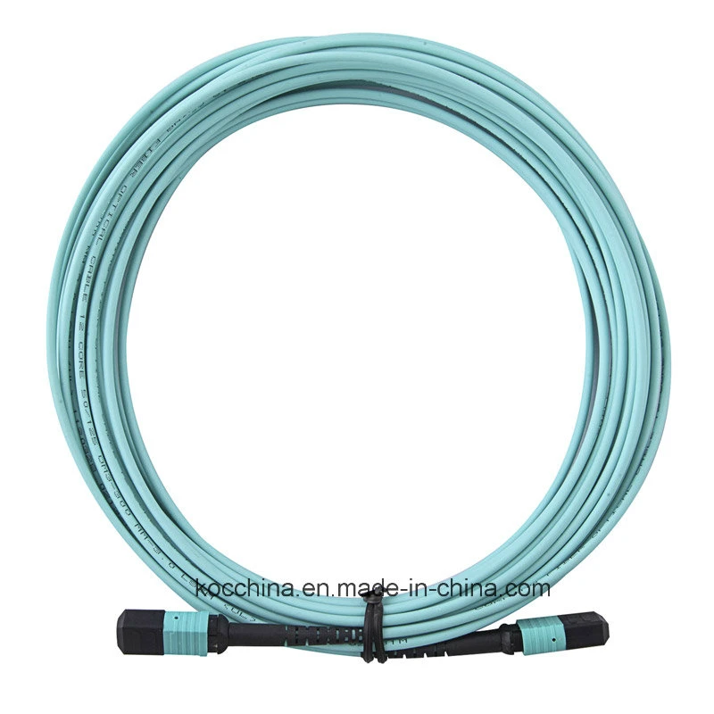 MTP MPO Om3 Aqua 12cores Fiber Optic Patchcord