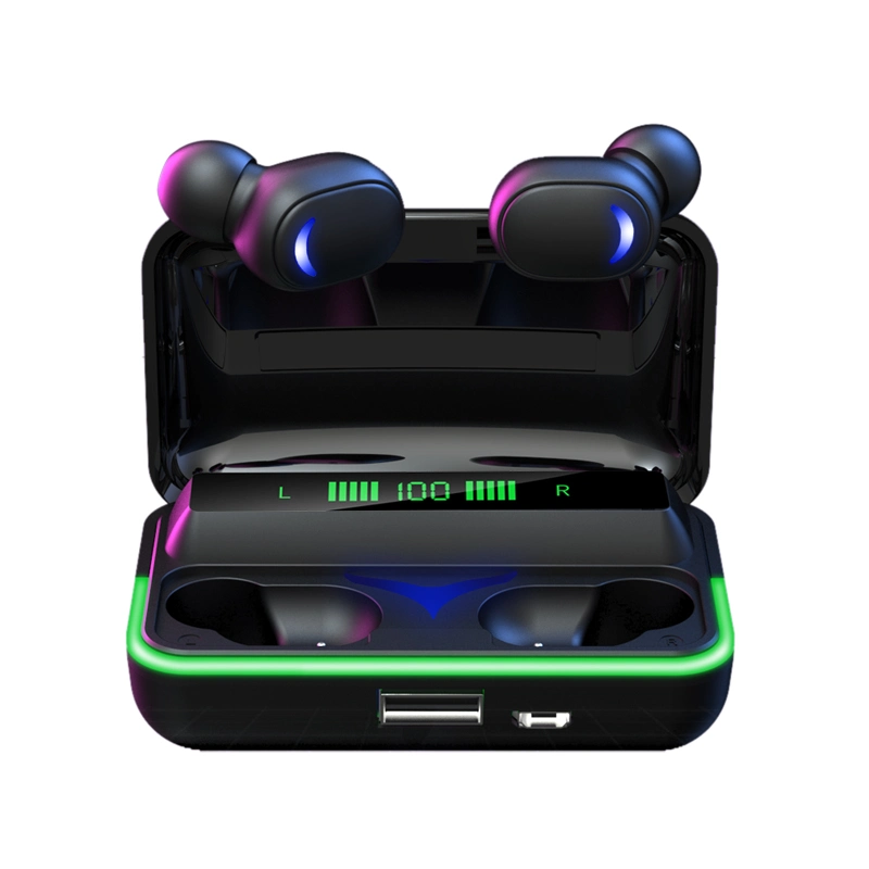 E10 Black Tws Earbuds with Recharging Power Bank for Mobile Phone Bluetooth Headset Wireless Headphone with Hands Free Mic