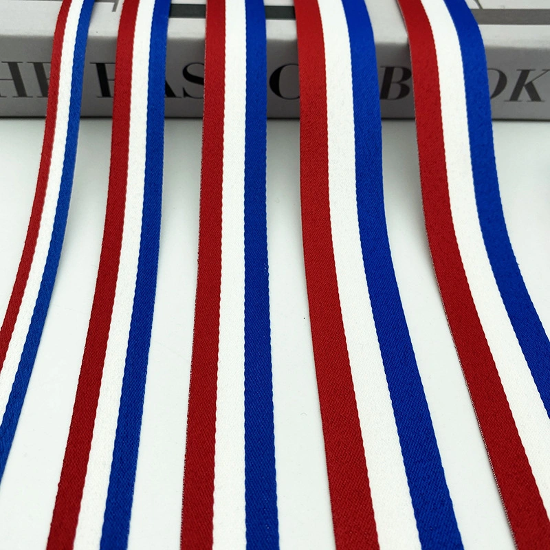 Wholesale/Supplier 100d Polyester Red White and Blue Three-Color Webbing for Shoes/Hats/ Bags Accessories/Clothing Accessories/Trousers/ Sleeves/ Sidebands