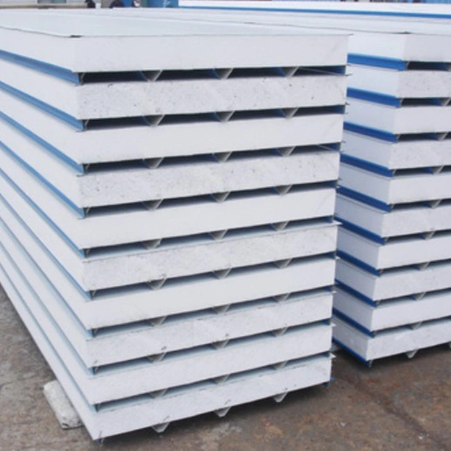 Solid Portable PPGI 50mm Thickness Rock Wool/EPS/PU Sandwich Panel for Roof and Wall