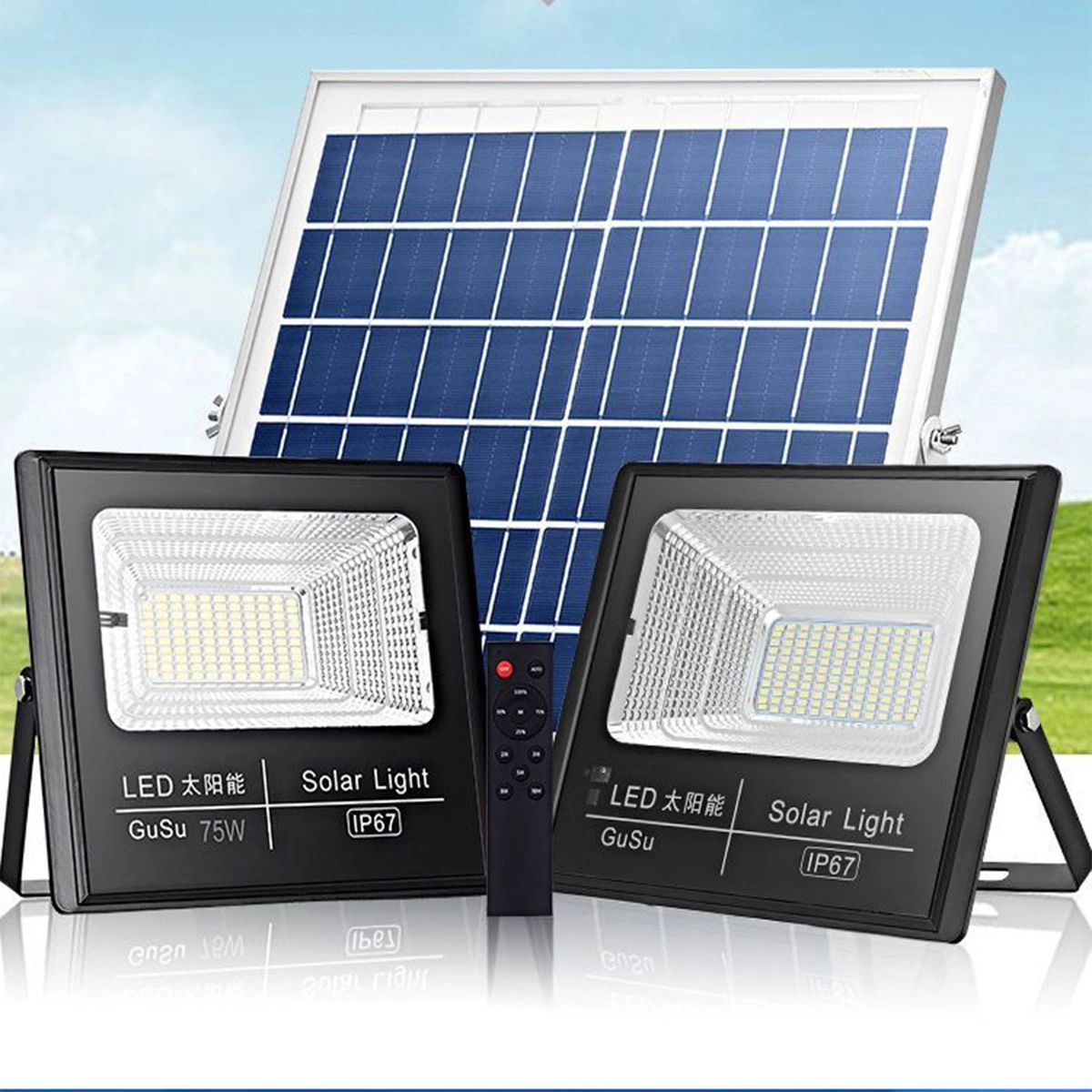 2021 Wholesale/Supplier Reflector CCTV Camera 300watt LED Solar Flood Light with Solar Panel