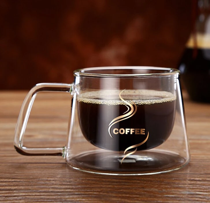 Tasses à café en verre double paroi de 200 ml/6,7 oz résistantes, transparentes, en verre borosilicaté, parfaites pour les lattes, les americanos, les cappuccinos, les sachets de thé isolés.