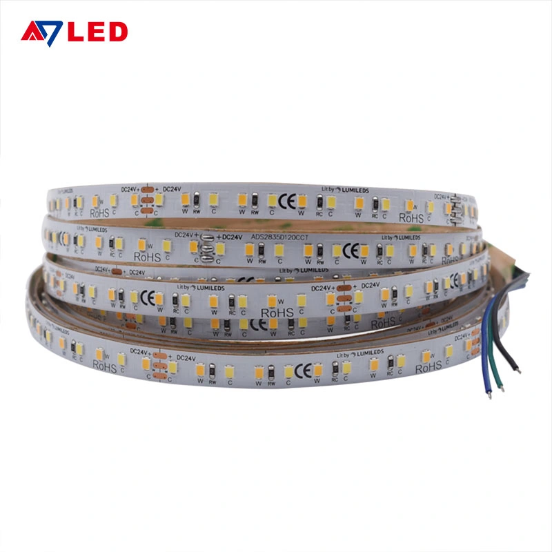 Proveedor Comercial más brillantes de la instalación Cuttable decorativas de Bajo Voltaje ajustable impermeable impermeable de color blanco doble TIRA DE LEDS CCT ajustable