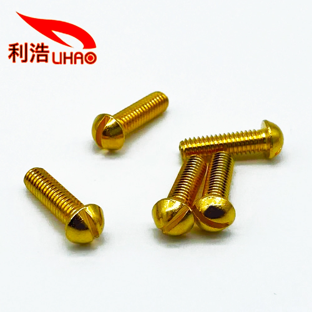 Pure Copper Brass with Gold-Plating Slotted Cross Phillips Pan Head Screw