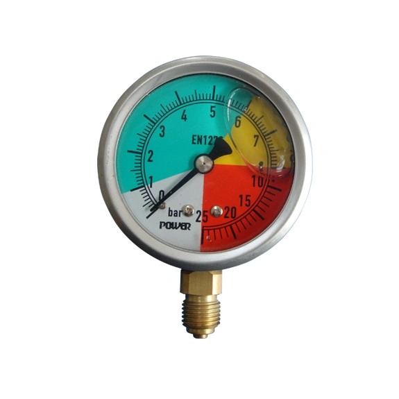 2.5inch Half Stainless Steel Bottom Thread Type Non-Isometric Scale Liquid Filled Pressure Gauge