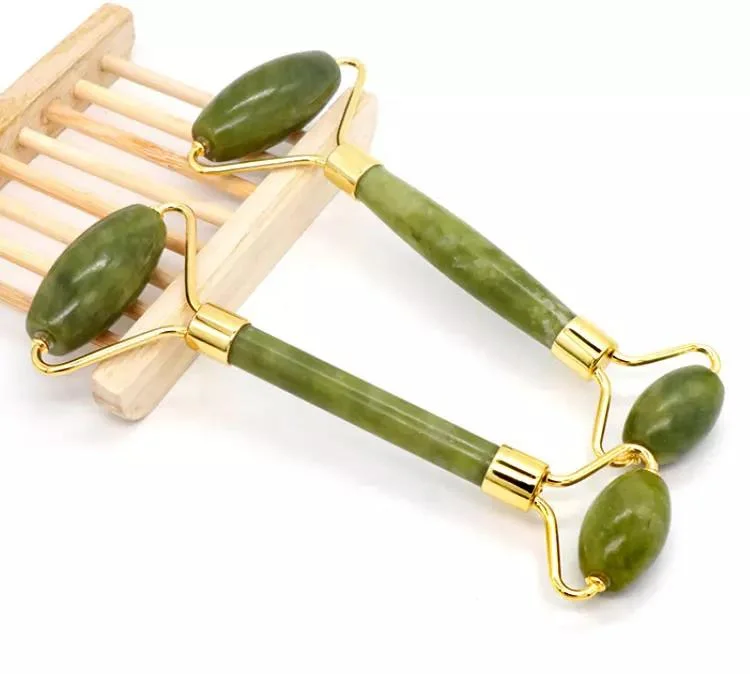 100% Natural Verde Jade Roller Gua Sha Herramientas Facial Guasha Rodillo de masaje Rodillo de Jade Stone Eye para cara