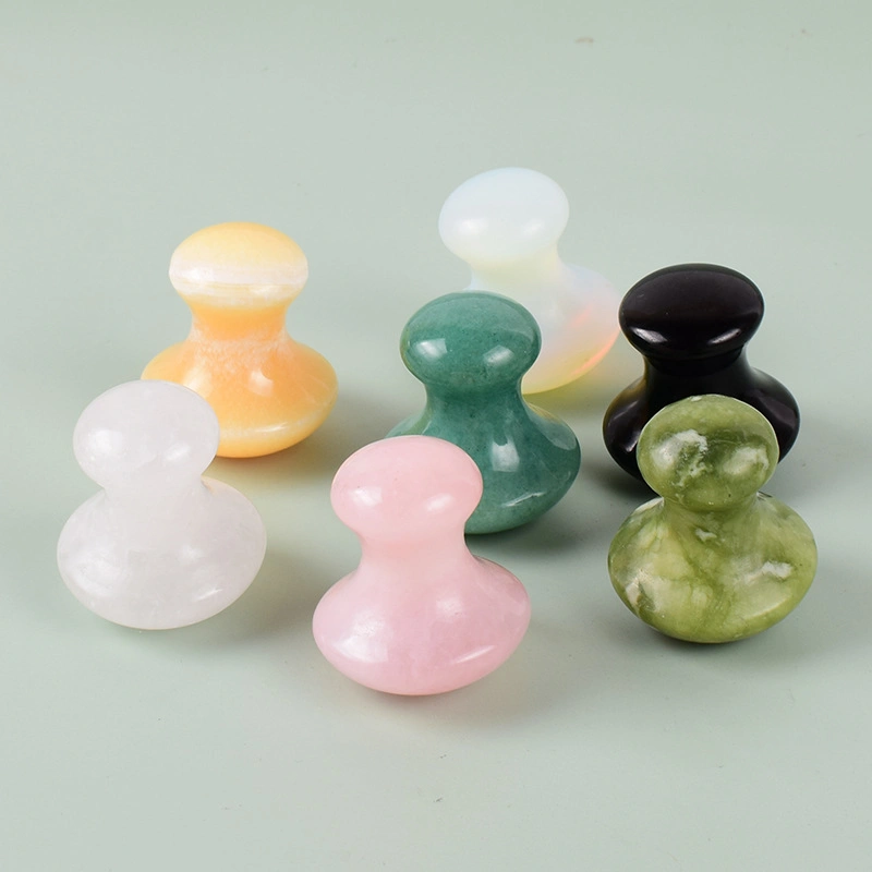 Hot Selling Rose Quartz Aventurine Mushroom Shaped Gua Sha Jade Amethyst Tiger Eye Opalite Mushroom Massage Stone