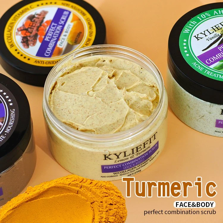 Custom Logo Private Label Natural Papaya Skin Turmeric Whitening Exfoliating and Body Vitamin C Face Scrub for Acne