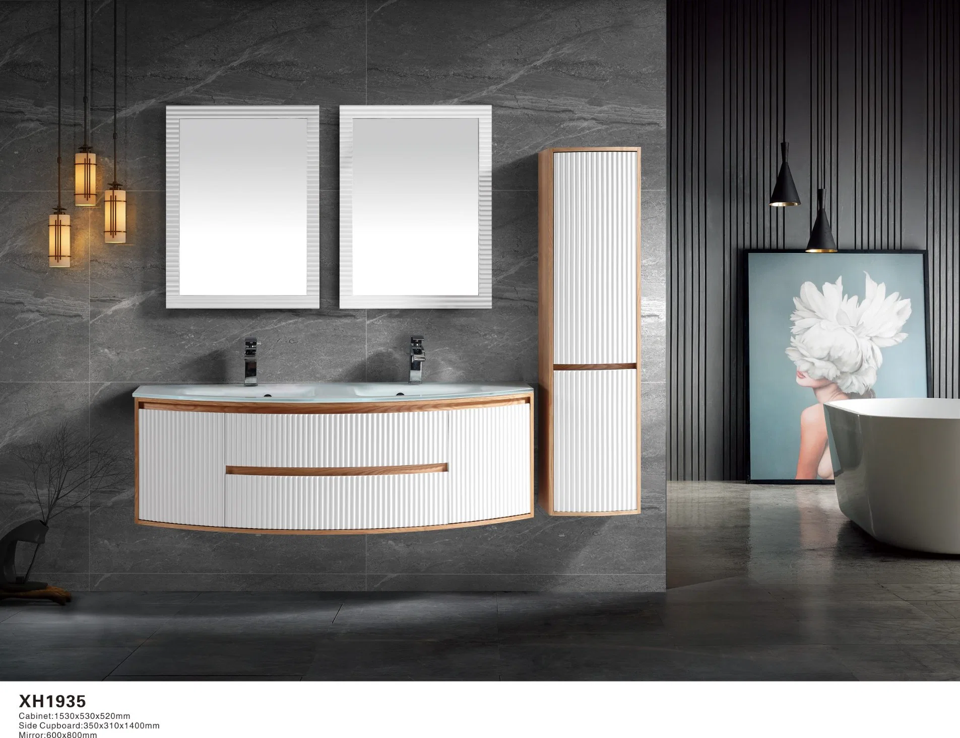 Best Seller White Painted Bathroom Furniture Cabinet Set with Mirror