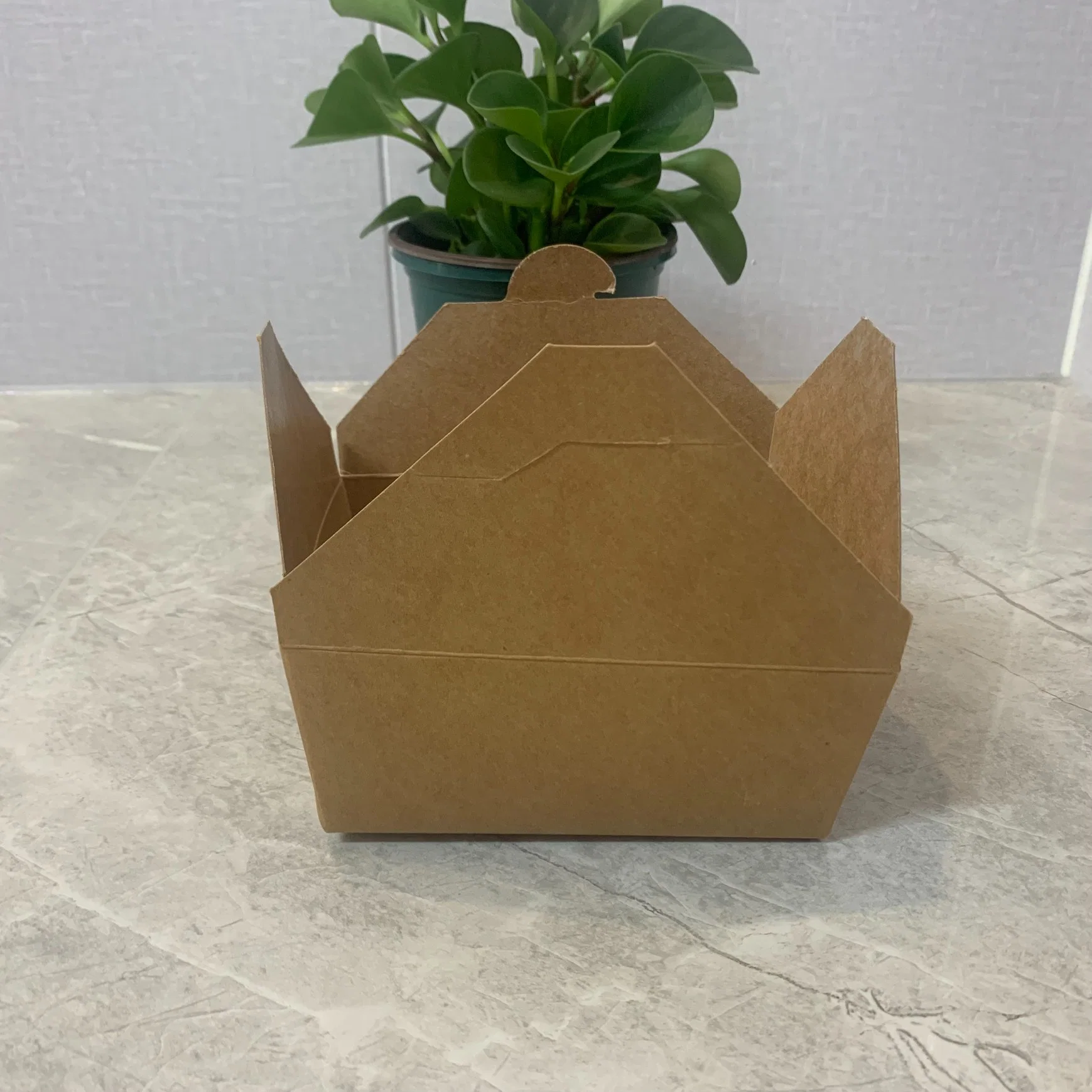 Brown Fast-Food Salad Bento Takeaway Lunch Kraft Paper Box for Restaurant Catering