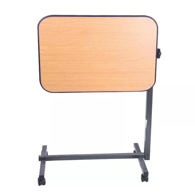 Wooden Adjustable Over Bed Table Hospital Overbed Table Swivel Top