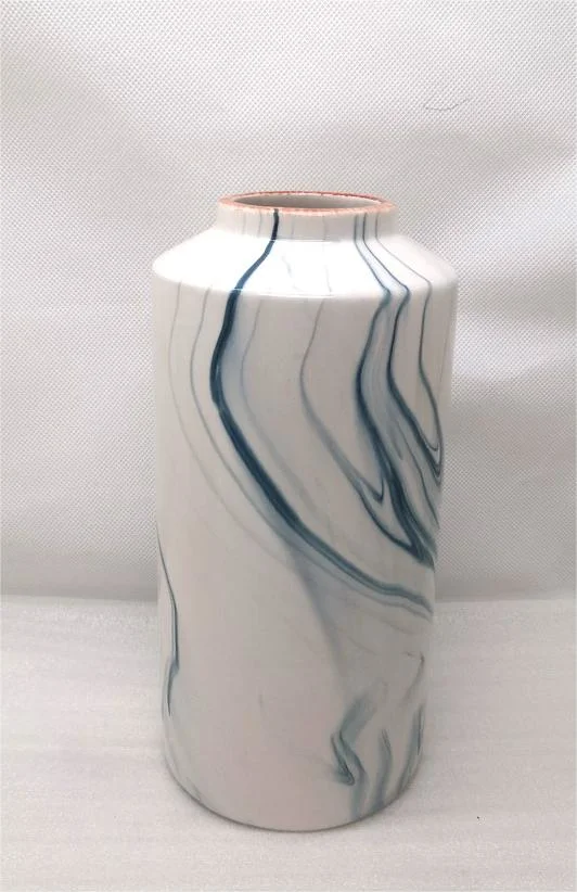 Marbled Ceramic Vase Chinese Splashing Ink Faux Marble Finish Flower Vase Home Vase for Office Decoration, Home, Bedroom Restaurant