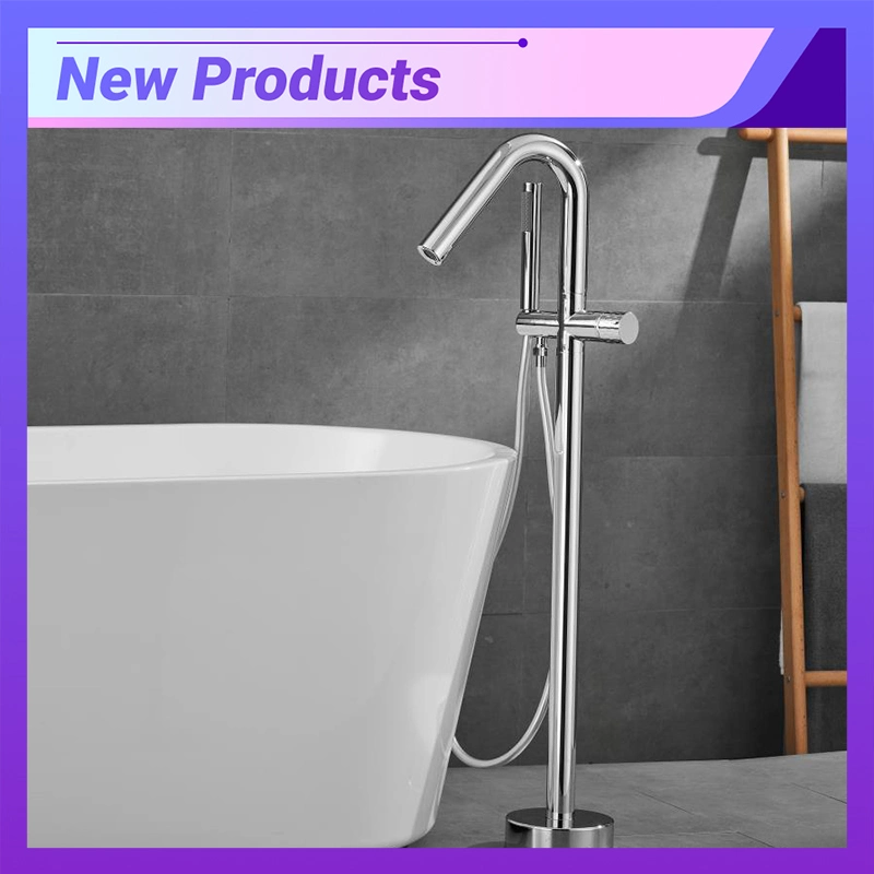 Azeta New Product Modern High Fashion Floor Mounted Chrome Single Handle Free Standing Bathtub Shower Faucet