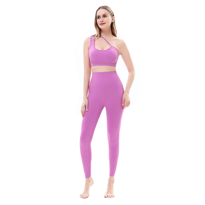 Sexy Seamless Active Wear Classy Athletic Apparel 2 Piece Hollow out Yoga Bra and Exercise Leggings Matching Workout Sets for Women