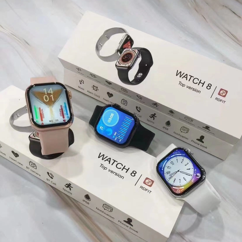 Precio al por mayor de la fábrica iWatch8 45mm 1.99 HD de pantalla completa de carga inalámbrica IP68 Resistente al agua Smartwatch