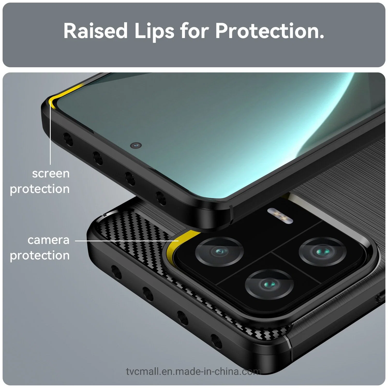 for Xiaomi 13 PRO 5g Carbon Fiber Texture TPU Mobile Phone Cover Case - Black