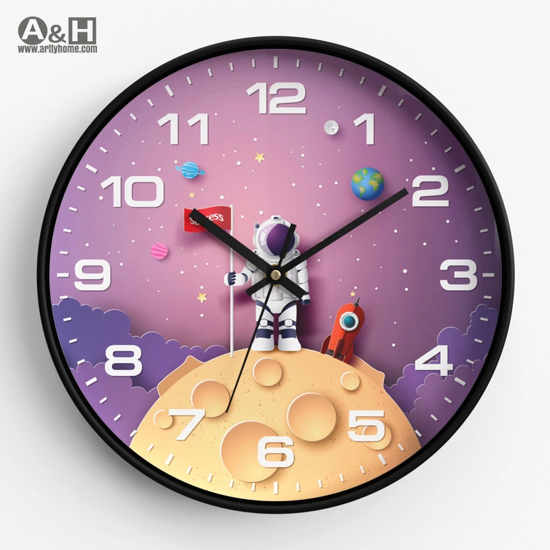 Horloge murale en plastique pour la maison, la chambre des enfants, le salon, avec une décoration de dessin animé.