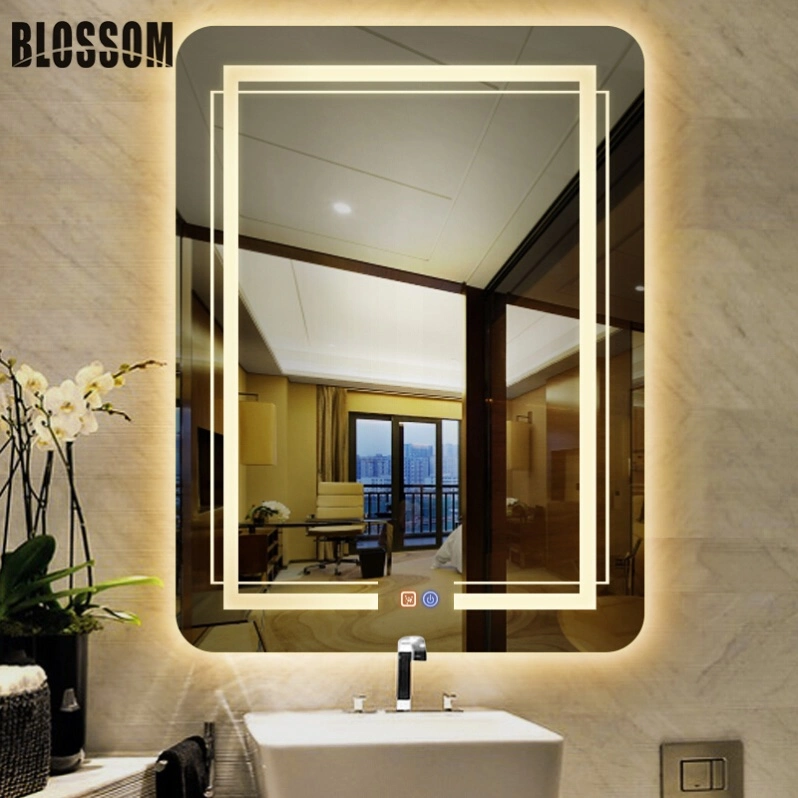 Bathroom Vanity Furniture LED Mirror Smart Glass with Yellow Light