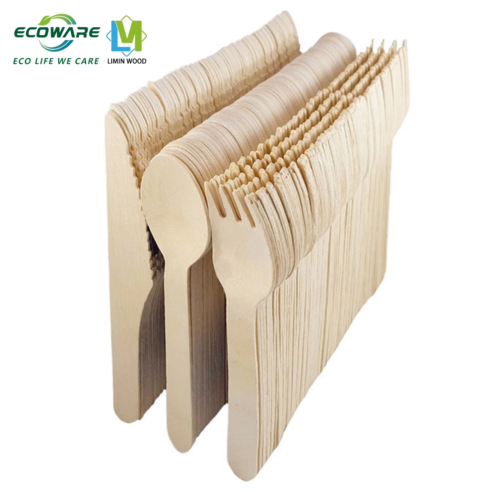 Desechable 100% biodegradable Kraft papel envuelto Cubertería conjunto de alternativas para Cubiertos de plástico