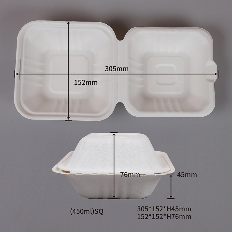 100% canne à sucre Bagasse vaisselle de table biodégradable jetable boîte à nourriture bol de service Assiette à soupe