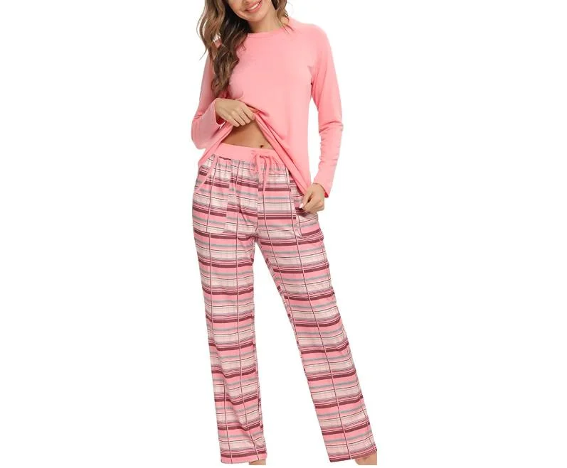 Combinaison Pyjama En Jersey a Rayures Chemise + Patanlon /Carreaux Pajama Sleepwear Set Shirt + Pants