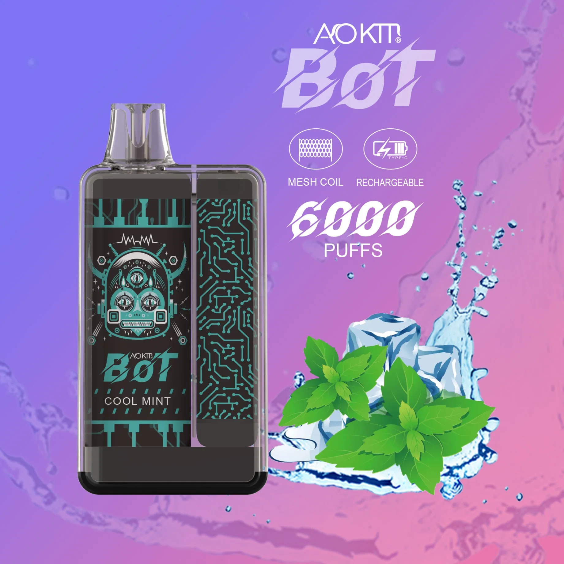 Stylo Vape Jetable à la Vente Aokit Bot 6000 Bouffées Cigarette Électronique en Gros Stylo Vape