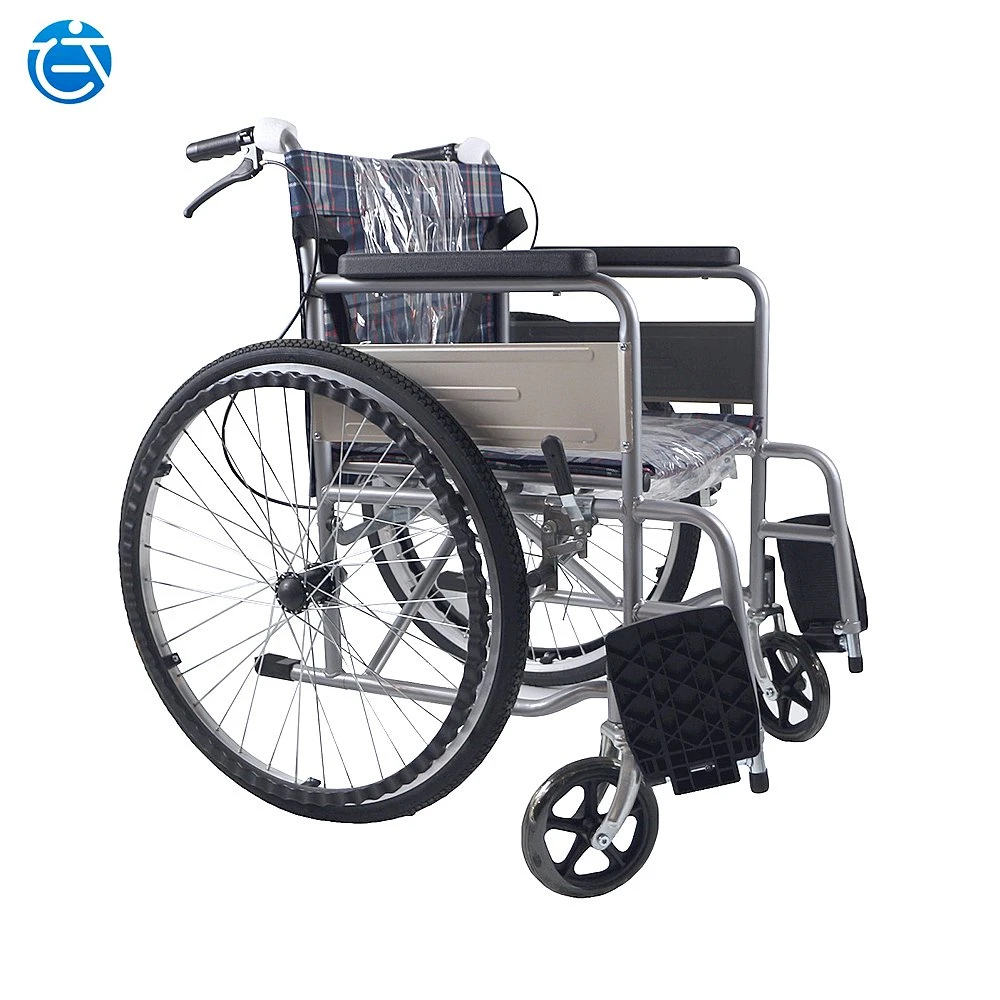 Economy Foldable Manual Wheelchair China Factory Steel Wheel Chair with Competitive Price