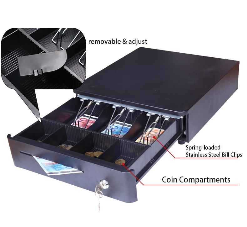 Hot Sell Electronic Automatic Metal Cheque Slots Cash Box Drawer Supermarket Rj11 Cash Register Cash Box