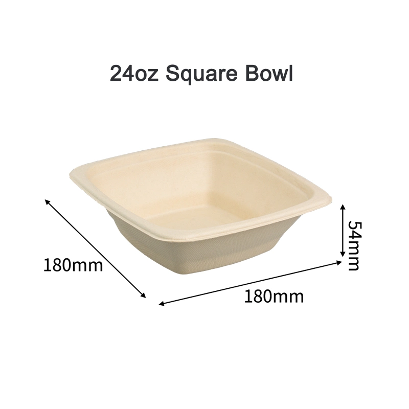 100% Biodegradable Disposable Tableware Dinner Pasta Takeaway Soup Eco-Friendl 48oz Bagasse Food Bowl