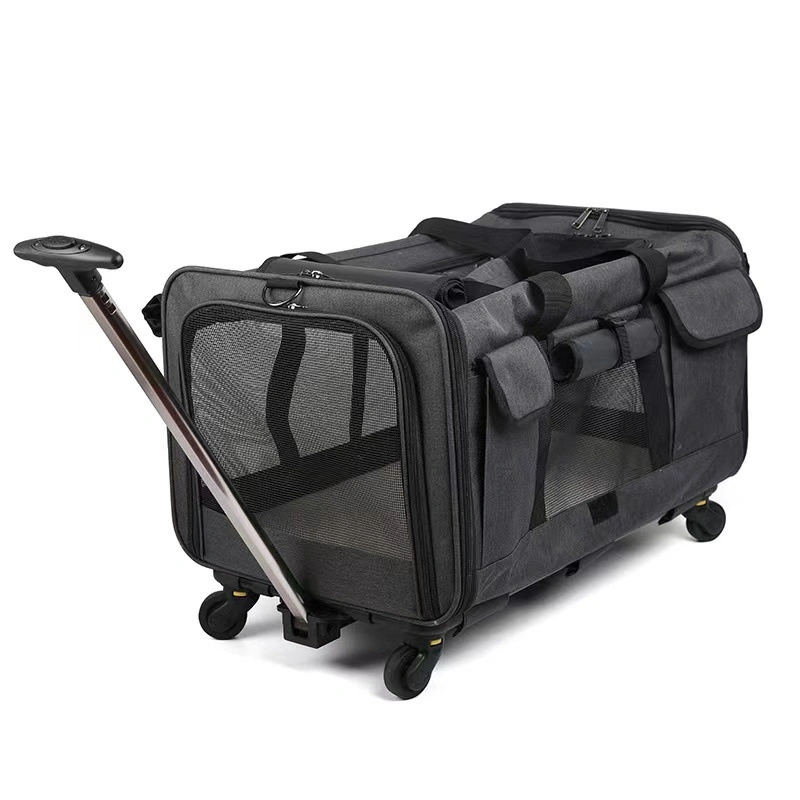 Rolling Pet Carrier with Wheels, Foldable Airline Approved Carriers for Dogs and Cats