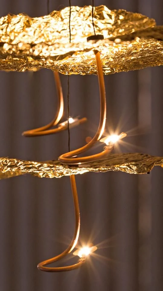 Modern Golden Lotus Leaf Pendant Lamp Hotel Lobby Creative Light Luxury