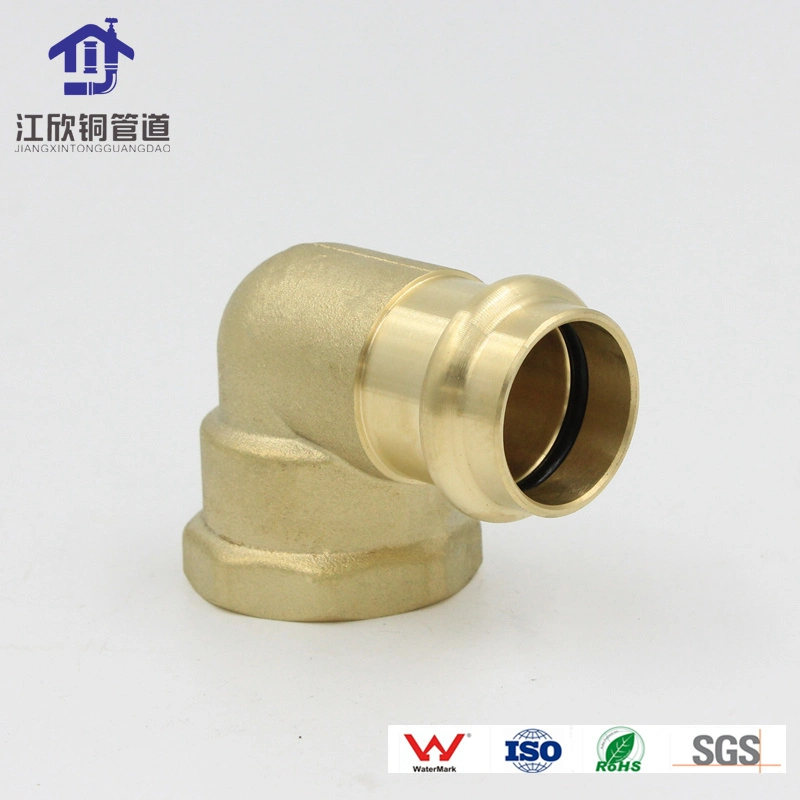 Brass Press Elbow Thread to Valve Plumbing Fitting Female Knee