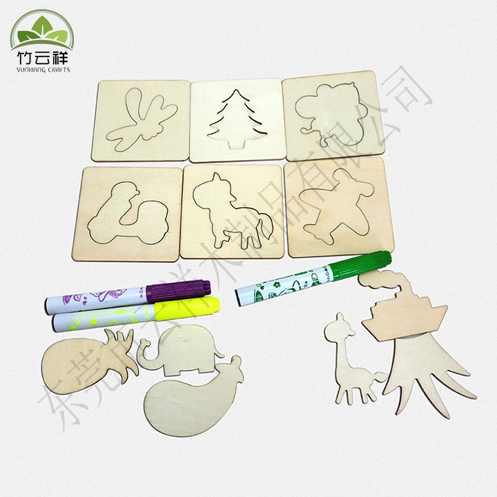 Beautiful Wooden Children's Family Educational Toy Graffiti Template