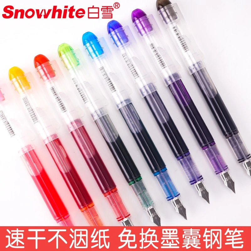 Office Supply Fountain Pen Disposable Ink Pen Assorted Color Transparent Body Gift Set