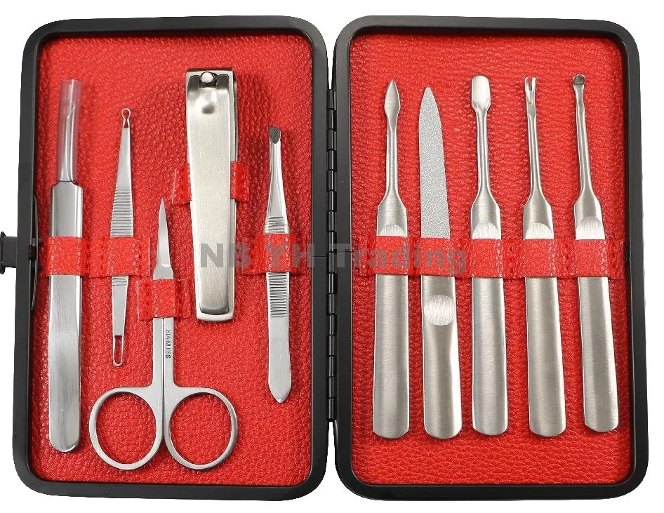 Twelve PCS Red Silver Black Color Multifunctional Manicure Tool Nail Clipper Set