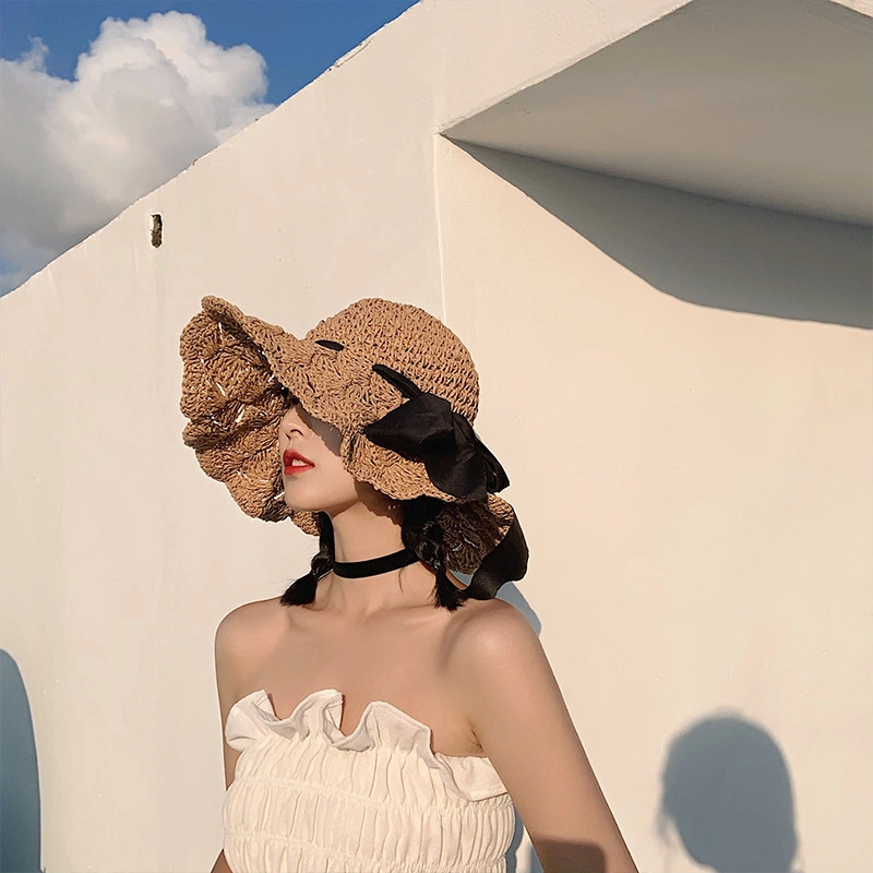 Spring Designed Straw Women's Adults Paper Embroidered Summer Bucket Beach Knitted Straw Hat