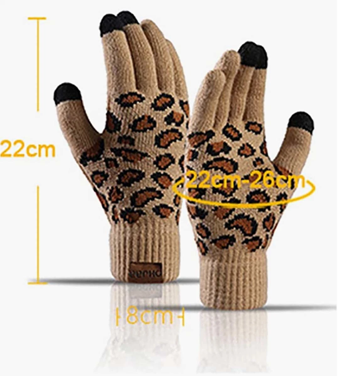 Mode Outdoor Leopard Pompom Hut Schal Handschuhe Warm Strick-Set