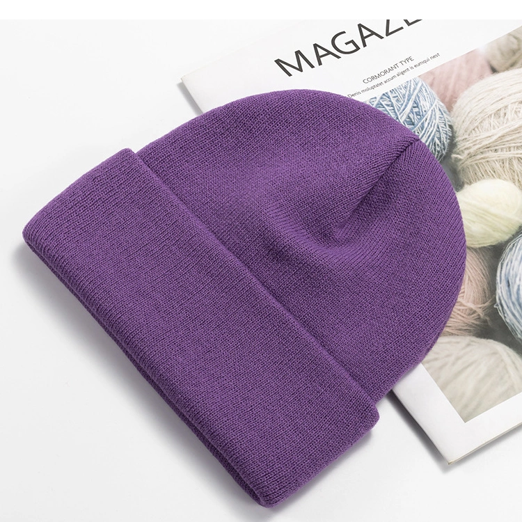 الجملة شعار غير مخصص Acrylic Plain Winter Beanie Hat