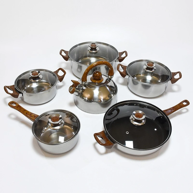 12PCS Stainless Steel Cooking Cookware Pots and Pans Sets 6 Stock Pots Steel Pot Sets 3PCS 5 PCS 6PCS Stainless Steel Cookware Sets Stainless Steel Kitchenware