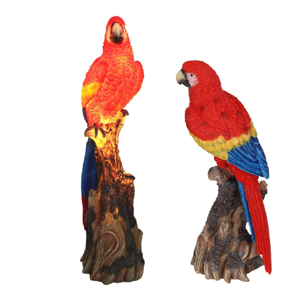 Solar Garden Statues Outdoor Parrot Figurine Waterproof Lights Art Decors Wyz18819